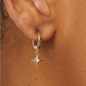 North Star Huggie Earrings in Gold